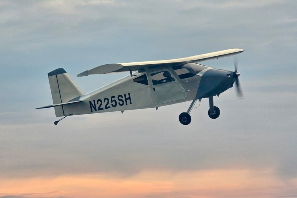 The Sonex High Wing now renamed the Phoenix, in flight as prototype N225SH. The two-seat, all- metal design first flew June 30, 2025, and is now in wing load testing. [Credit: Sonex]