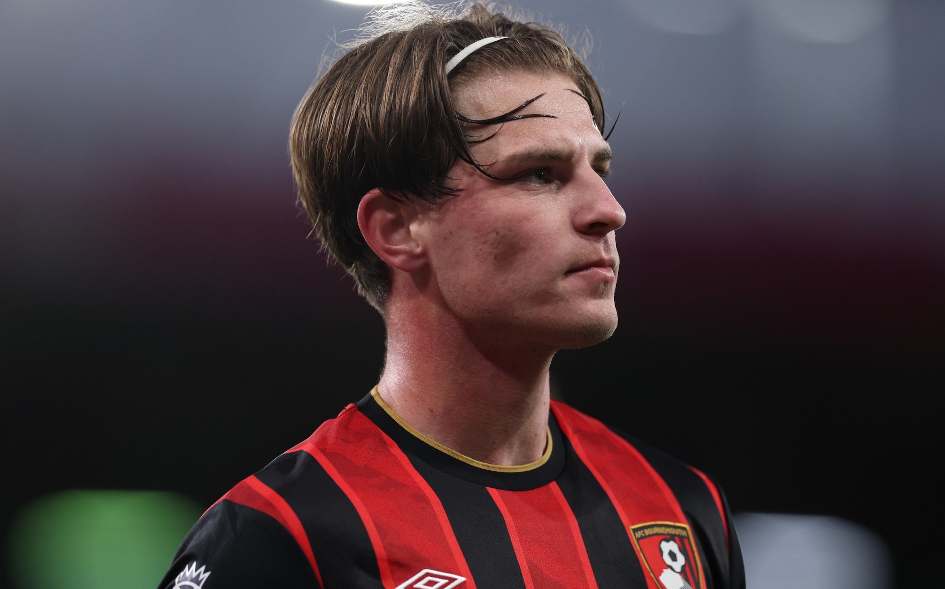Alex Scott of AFC Bournemouth during the Premier League match between Bournemouth and Leeds United at Vitality Stadium on April 22, 2026 in Bournemouth, England