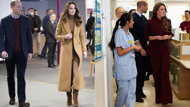 Kate Middleton and Prince William on royal visits in January 2022 and January 2026