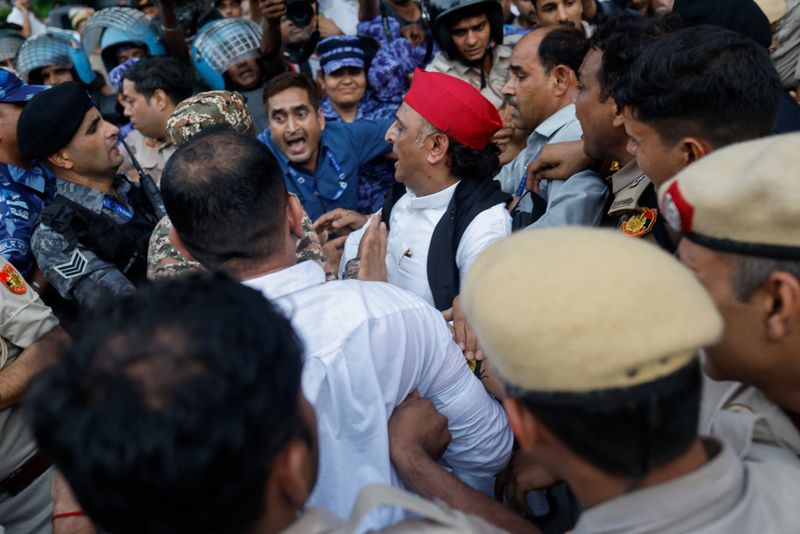 Protest outside Indian PM Modi's residence in New Delhi