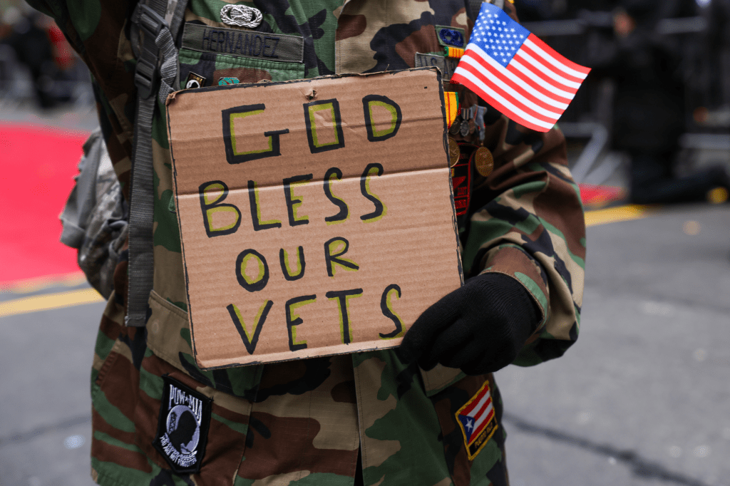 People participate in the 106th annual Veterans Day Parade on November 11, 2025, in New York City.