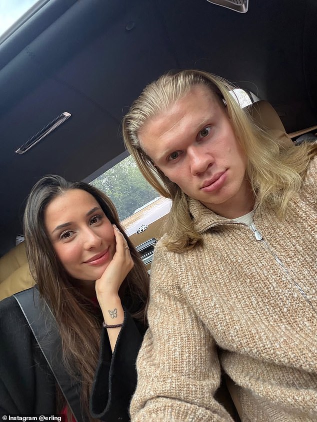 The Manchester City star pictured with his girlfriend Isabel Haugseng Johansen on Instagram