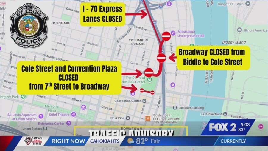 Road closures to know ahead of Usher, Chris Brown concert in downtown St. Louis