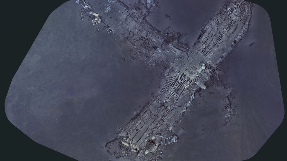 Mosaic image of Clipper Endeavor wreck - Courtesy AirSea Heritage Foundation and Deep Sea Vision