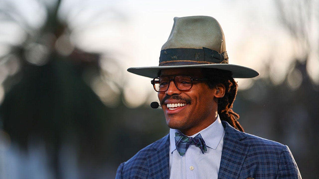 ESPN analyst Cam Newton appears on the set of "First Take" in San Francisco, Calif.
