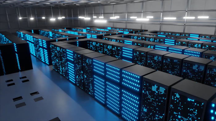 GPUs inside an AI data center.