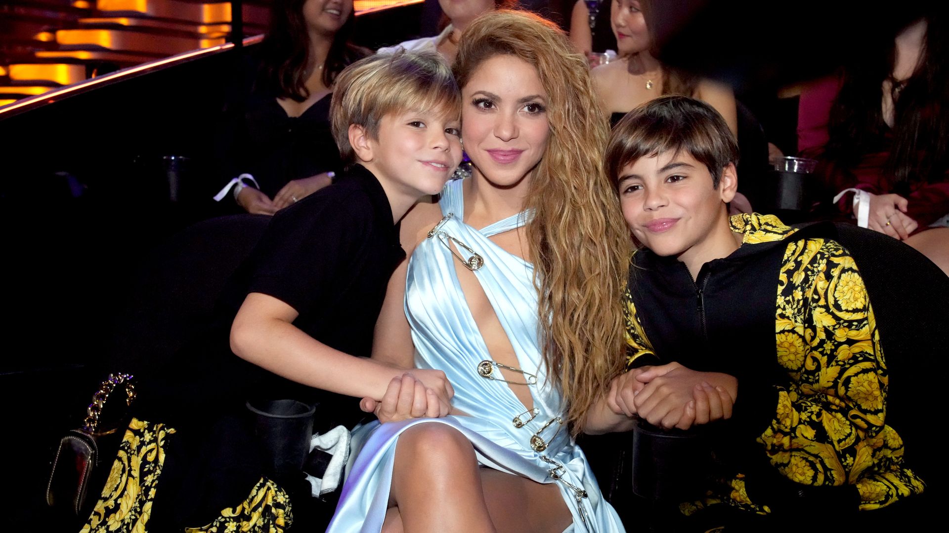 Sasha Pique, Shakira, and Milan Pique attend the 2023 MTV Video Music Awards at Prudential Center on September 12, 2023