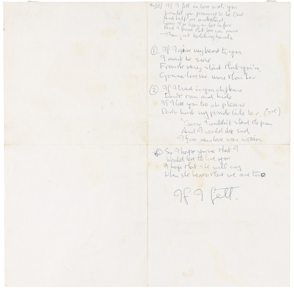 John Lennon’s handwritten Beatles lyrics fetch over $650,000 at auction