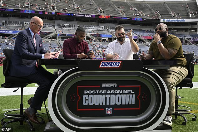 Clark (second left) appeared alongside the likes of Jason Kelce and Marcus Spears on NFL Countdown