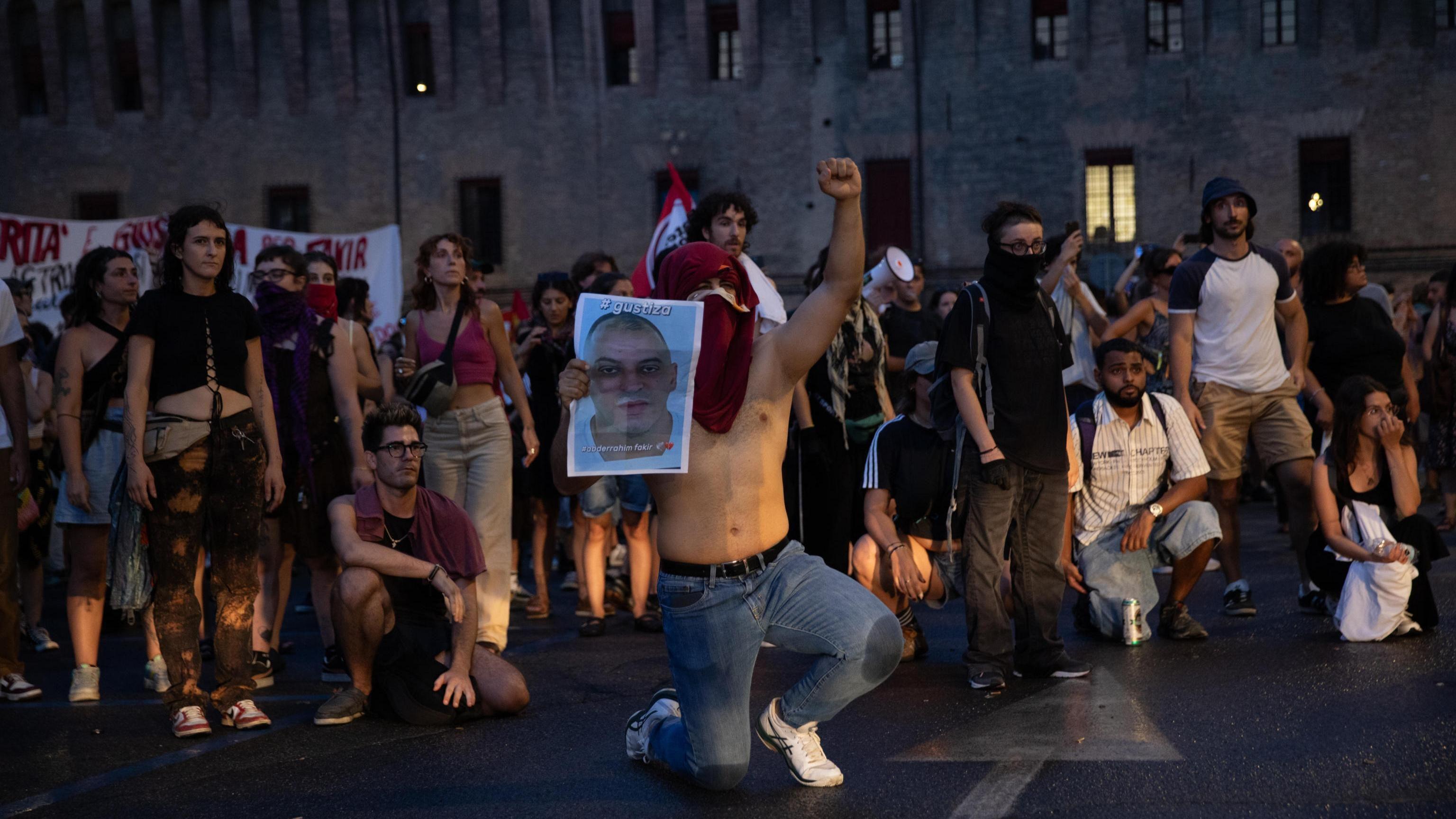 About 100 protesters ended up clashing with police setting two cars alight