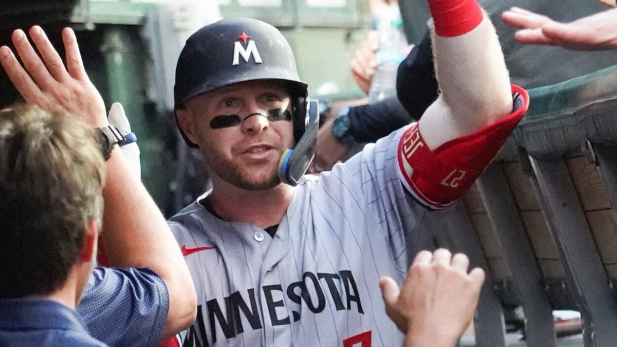 Ryan Jeffers celebrates with the Twins