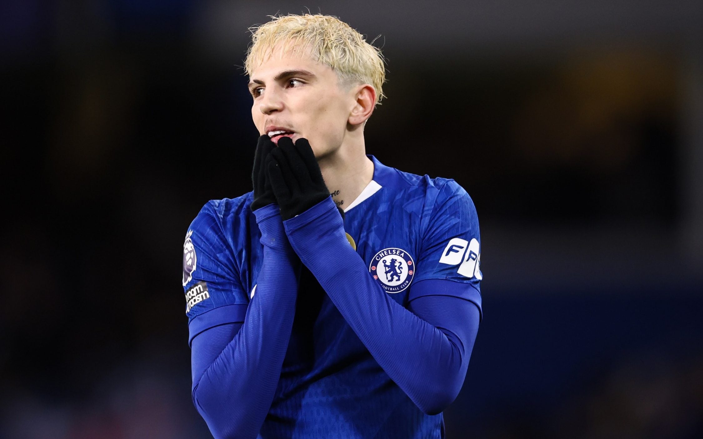 Alejandro Garnacho playing against Aston Villa for Chelsea