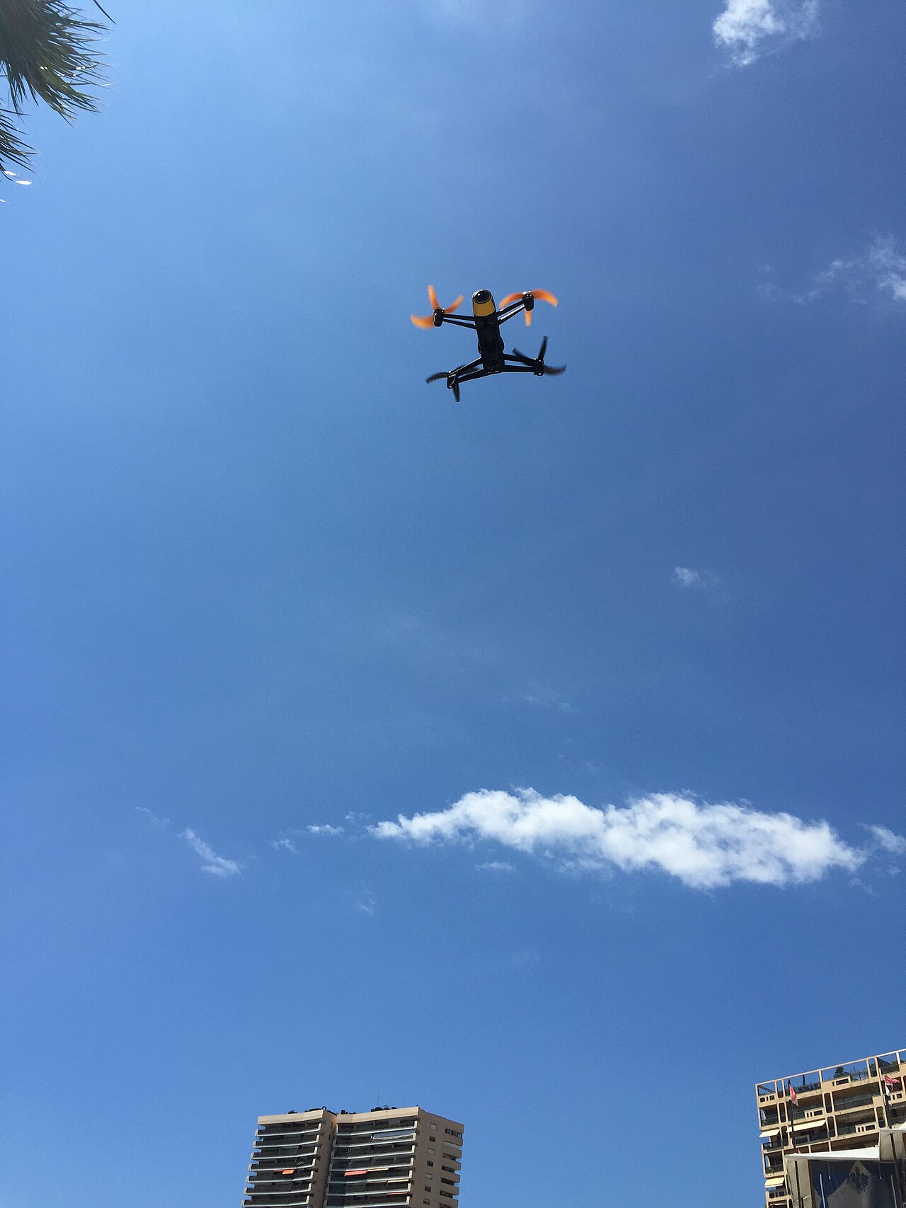 Drone spins into a ghostly blur, making it almost invisible