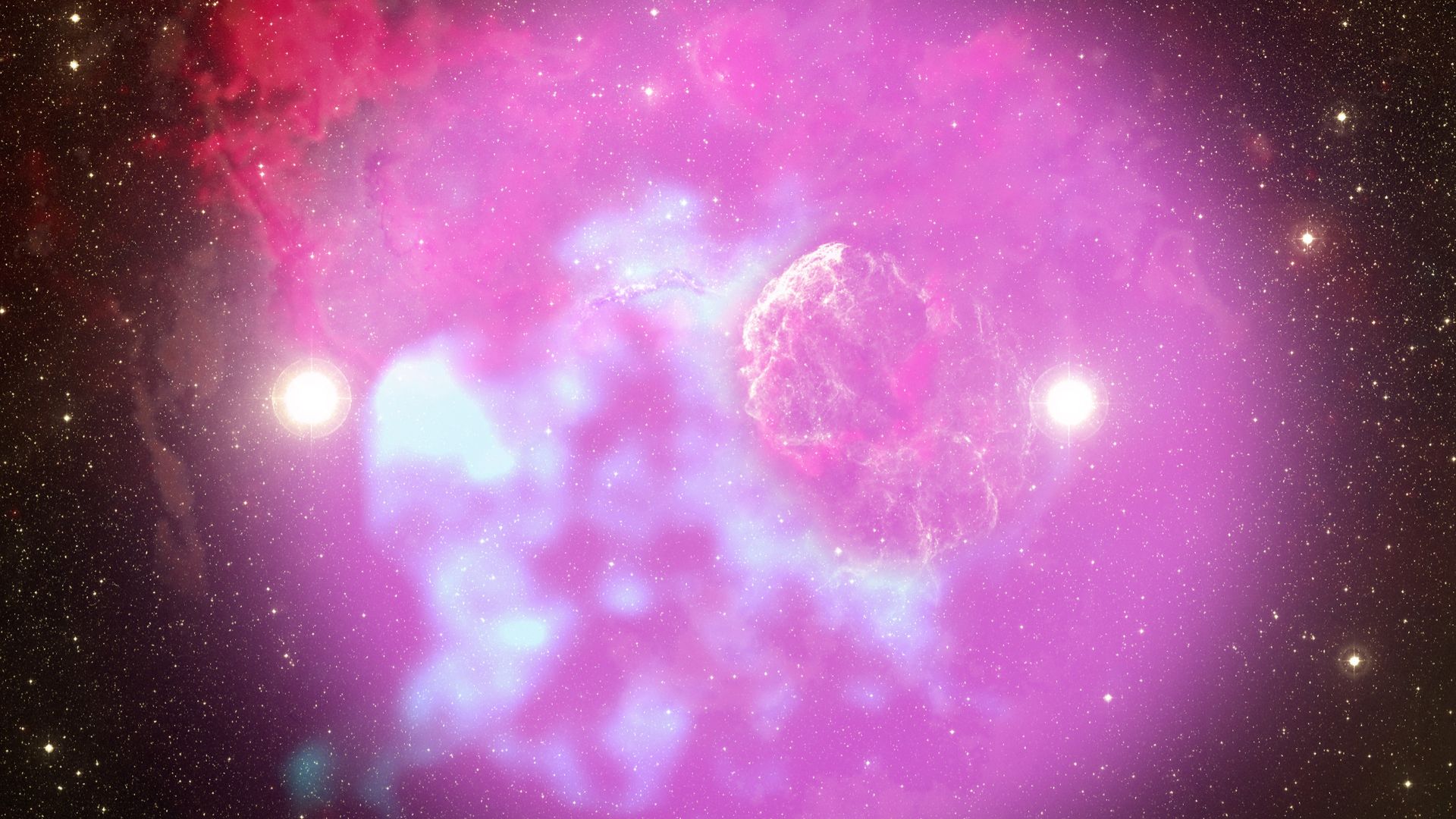 A pink haze over the jellyfish nebula.