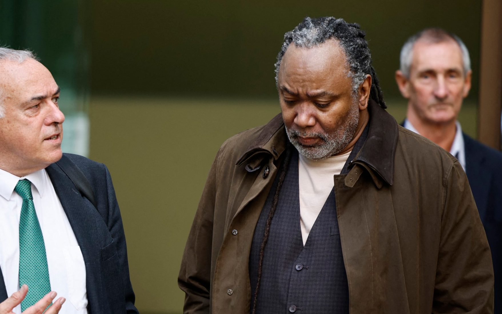 Reginald D Hunter pictured leaving court after an unsuccessful private prosecution brought by the Campaign Against Antisemitism over his social-media posts