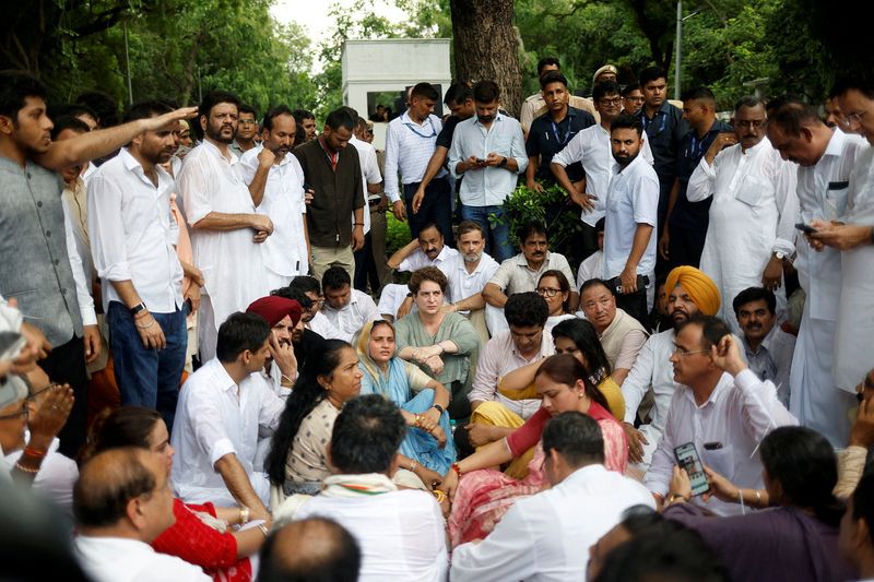 Protest by Indian opposition Congress outside Prime Minister Narendra Modi's house, in New Delhi