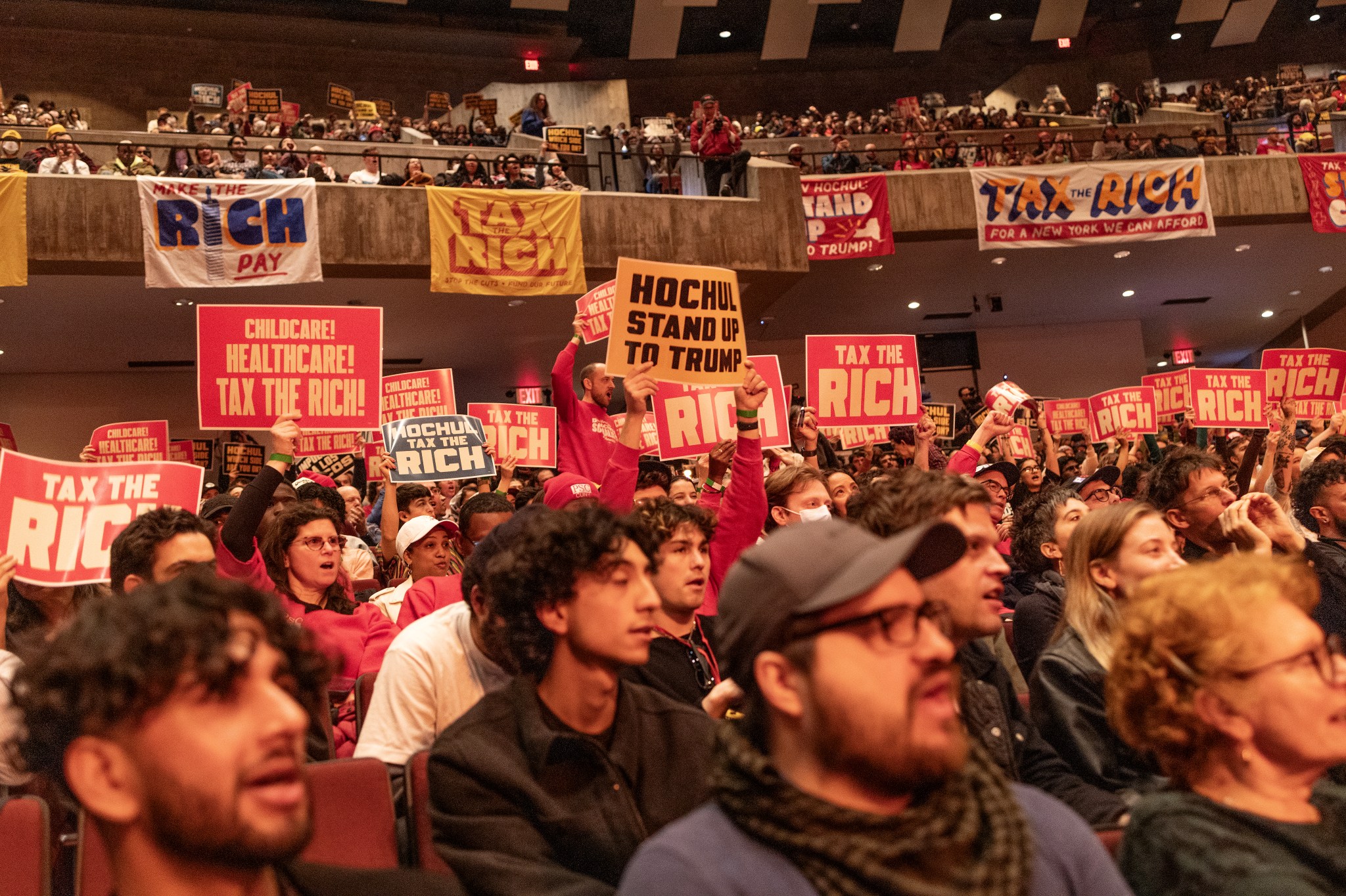 Bernie Sanders speaks at a Tax the Rich rally