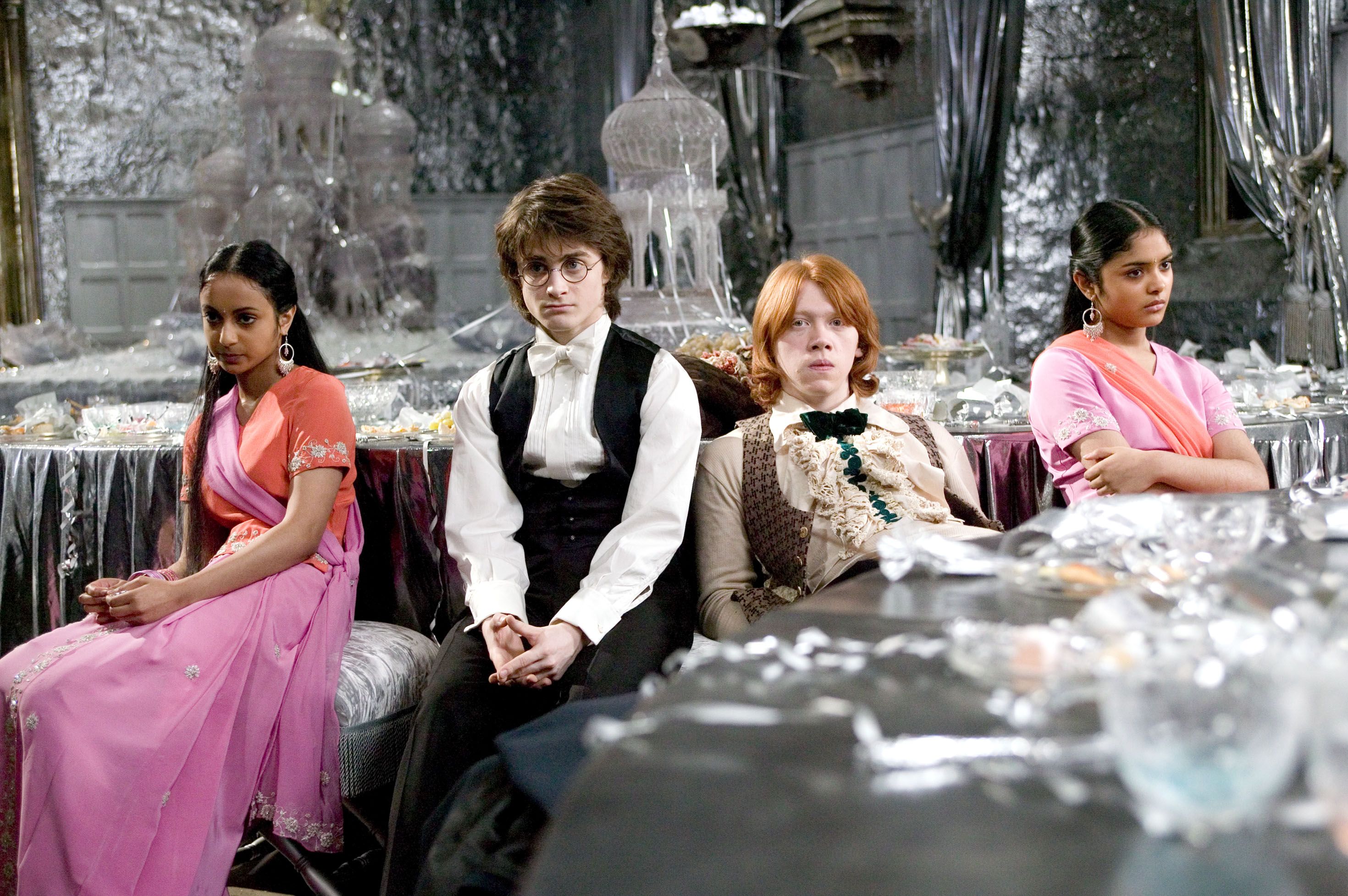 HARRY POTTER AND THE GOBLET OF FIRE, Shefali Chowdhury, Daniel Radcliffe, Rupert Grint, Afshan Azad, 2005, (c) Warner Brothers / courtesy Everett Collection