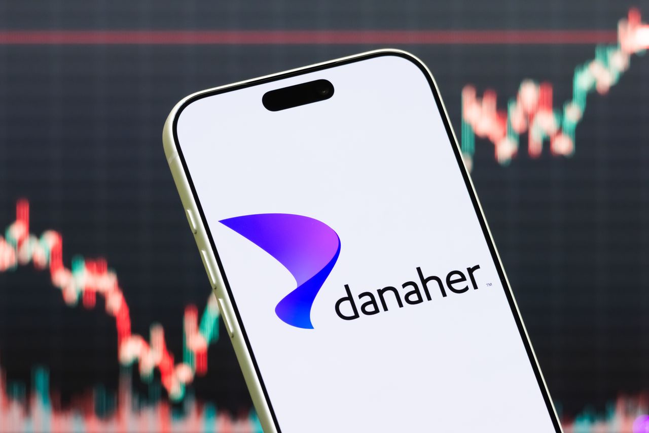 Danaher logo on a smartphone screen