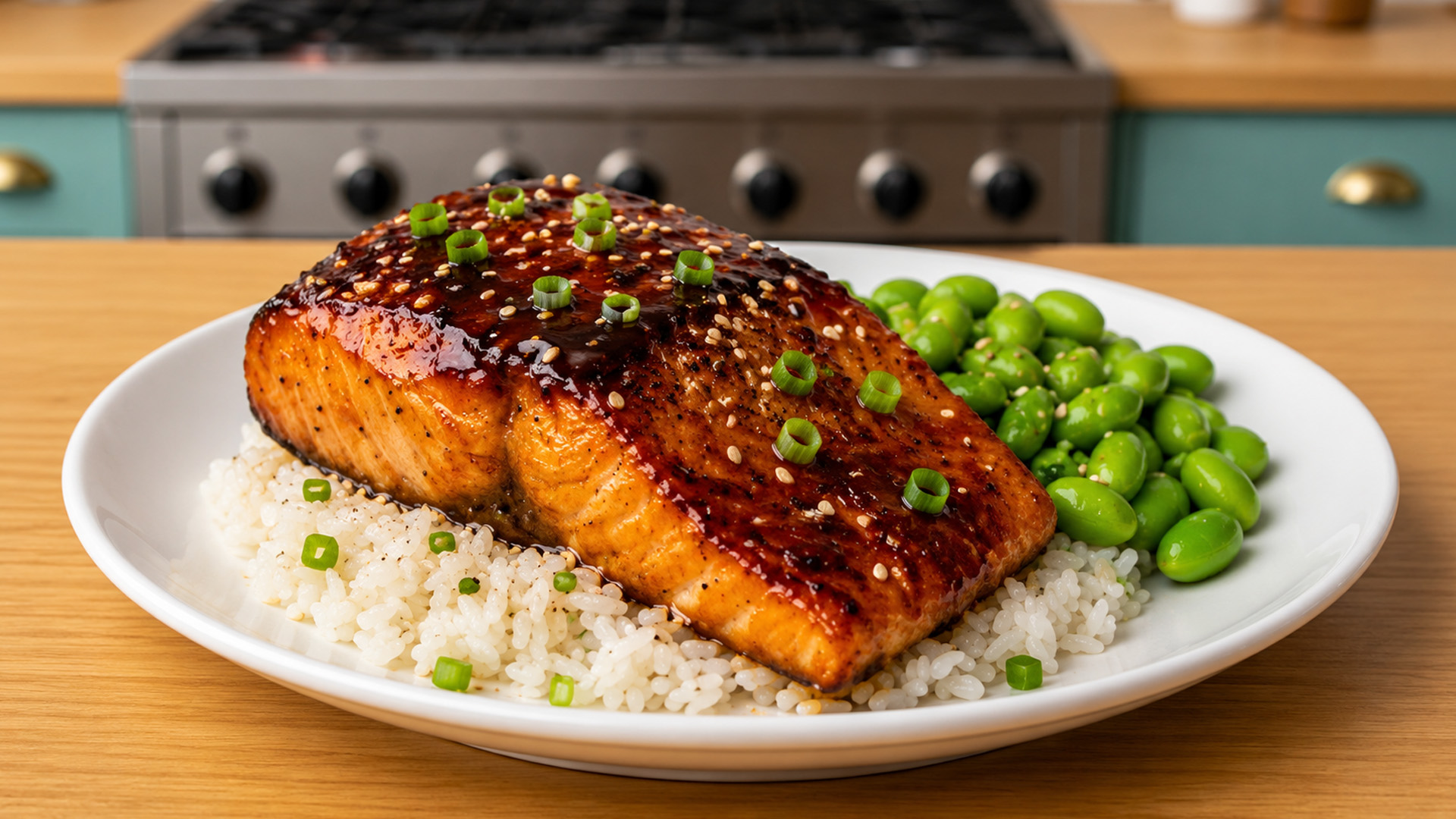How to make teriyaki salmon rice bowl