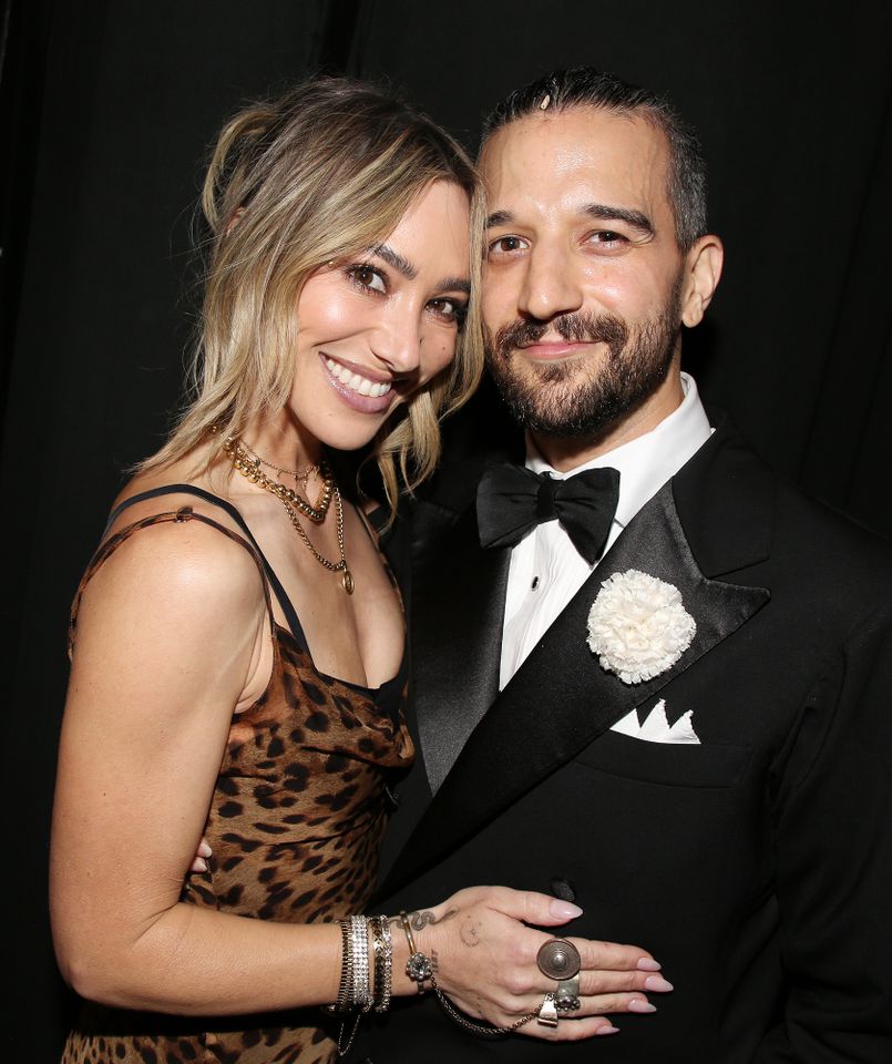 BC Jean and husband Mark Ballas pose backstage on Ballas opening night in the hit musical