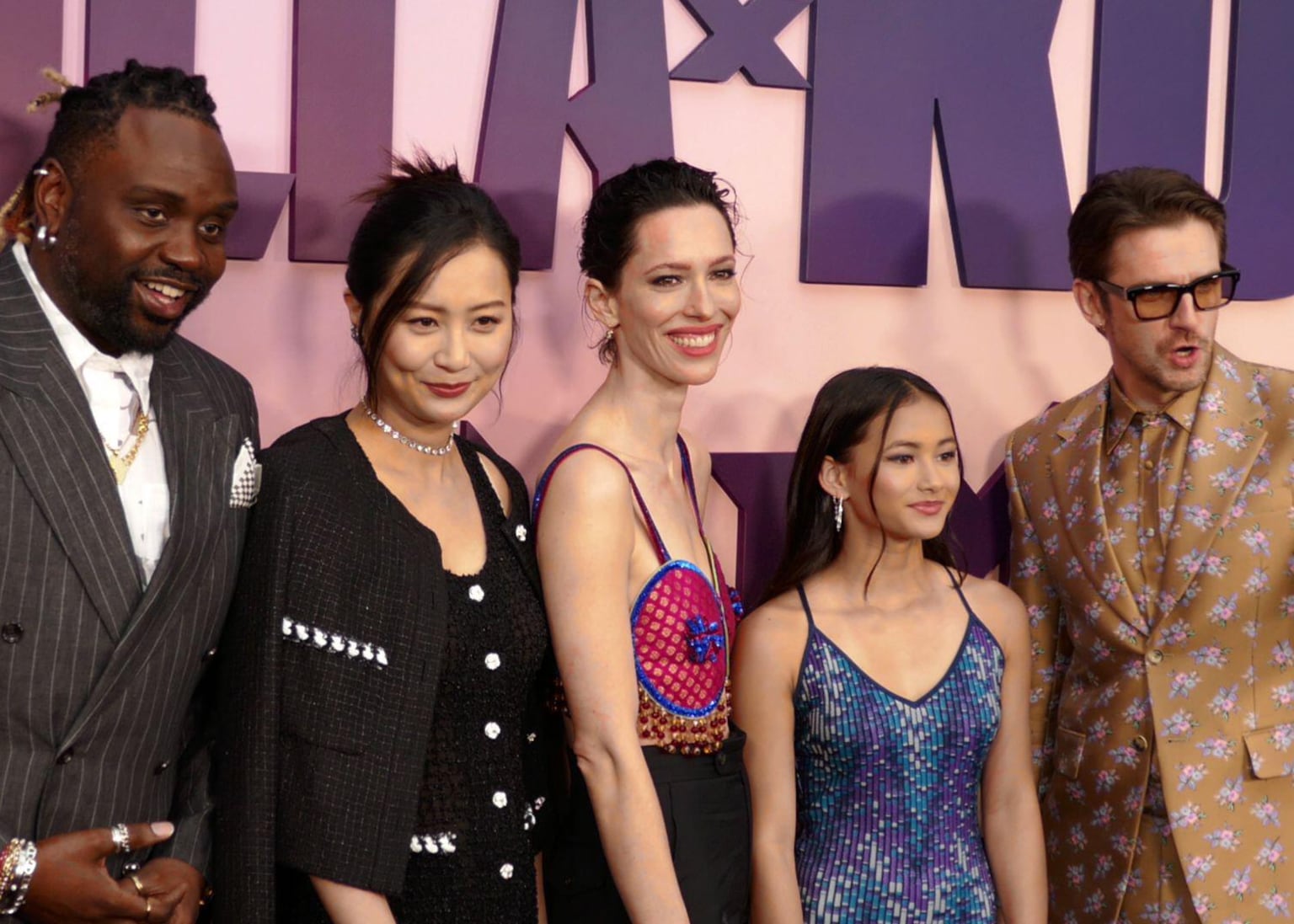 2WWTYCW Hollywood, California, USA 25th March 2024 (L-R) Actor Brian Tyree Henry, Actress Fala Chen, Actress Rebecca Hall, Actress Kaylee Hottle and Actor Dan Curtis attend Warner Bros. Pictures and Legendary Pictures Presents The World Premiere of Godzilla X Kong The New Empire at Tcl Chinese Theatre on March 25, 2024 in Hollywood, California, USA. Photo by Barry King/Alamy Live News