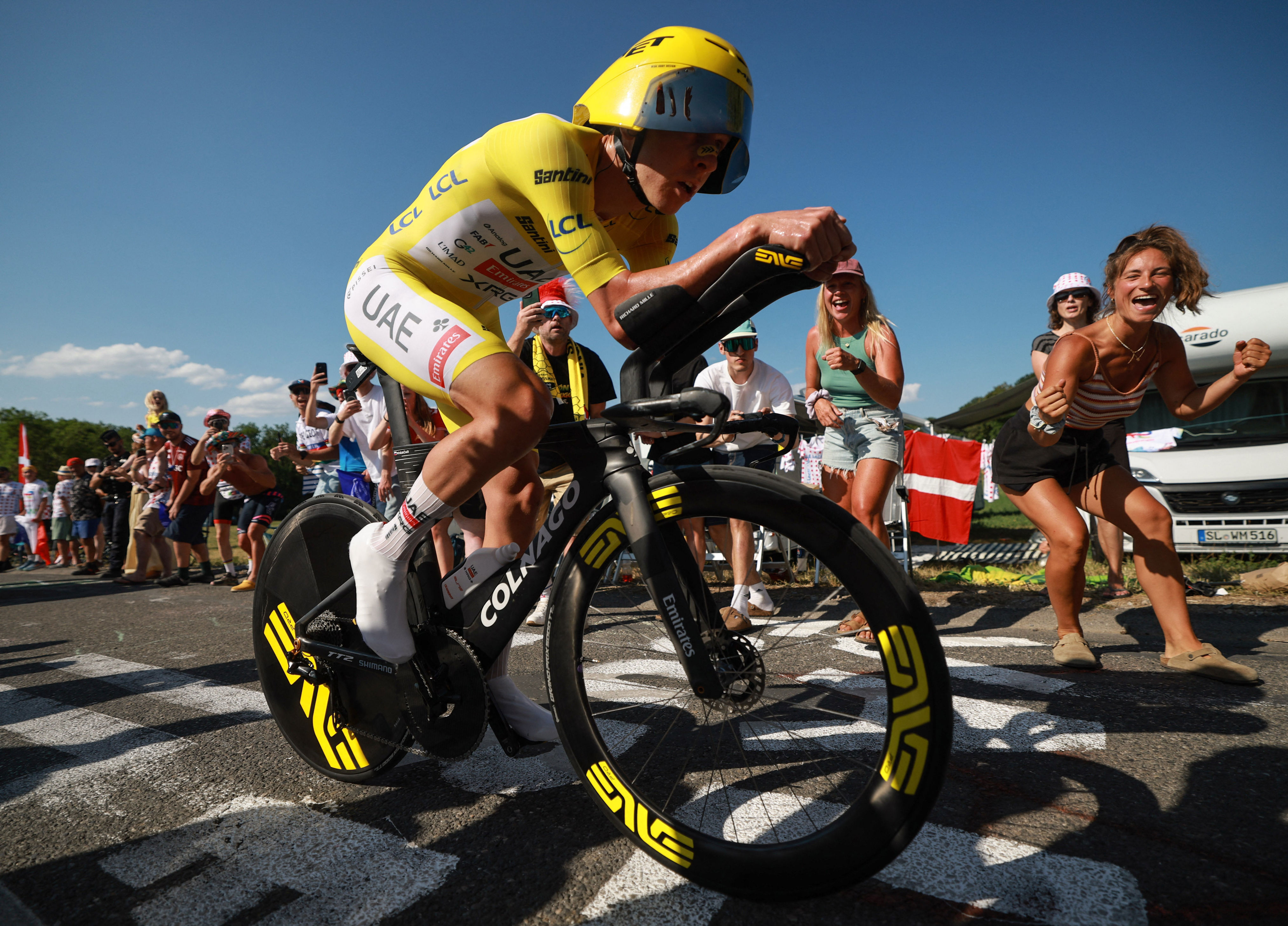 Pogacar now leads Evenepoel by four and a half minutes (Reuters)