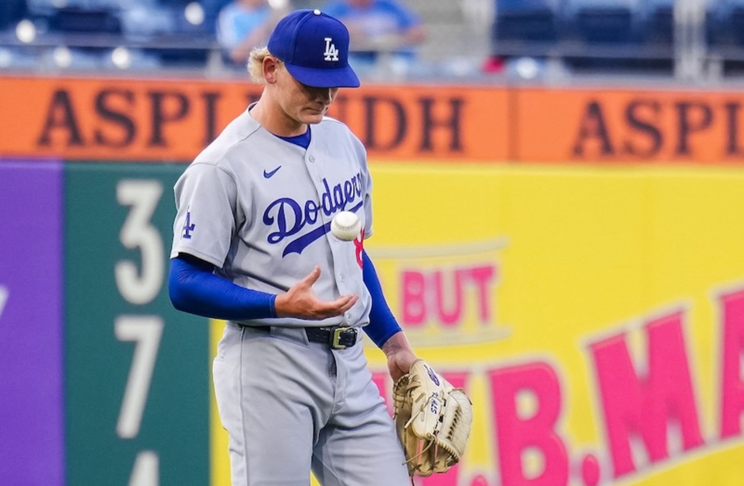 PHILADELPHIA, PA - JULY 20: Emmet Sheehan #80 of the Los Angeles Dodgers warms up prior to the game between the Los Angeles Dodgers and the Philadelphia Phillies at Citizens Bank Park on Monday, July 20, 2026 in Philadelphia, Pennsylvania. (Photo by Denis Kennedy/MLB Photos via Getty Images)