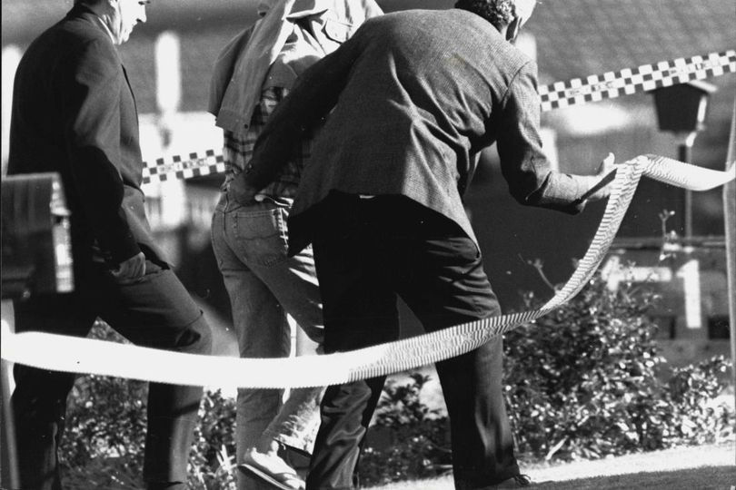 Ivan Milat is arrested in 1994 in a dawn raid at his home