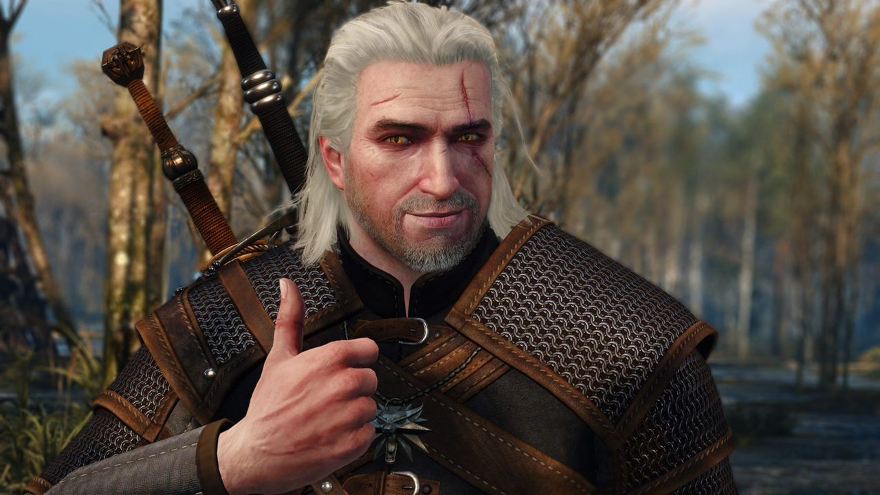 Geralt gives a thumbs up.