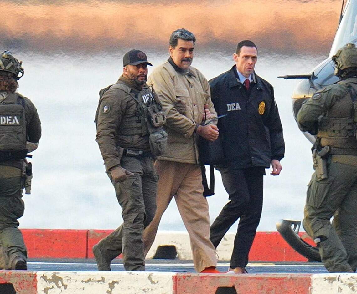Venezuelan President Nicolás Maduro is escorted by heavily armed federal agents after landing at a Manhattan helipad in New York City on Jan. 5, 2026. American forces captured him in Caracas.