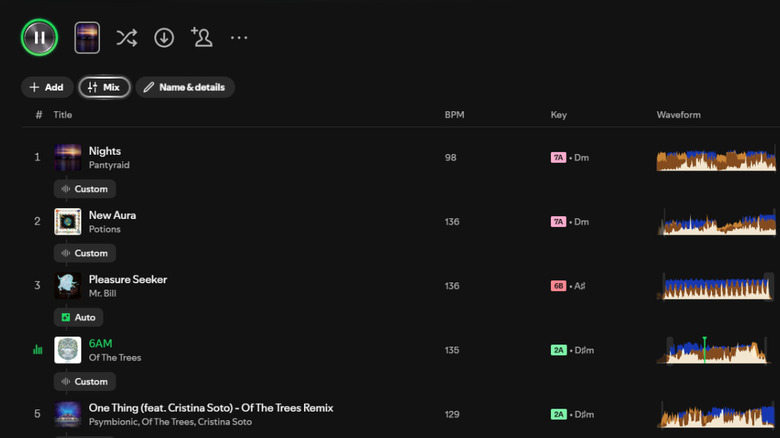 Spotify playlist displayed in app on Windows 11