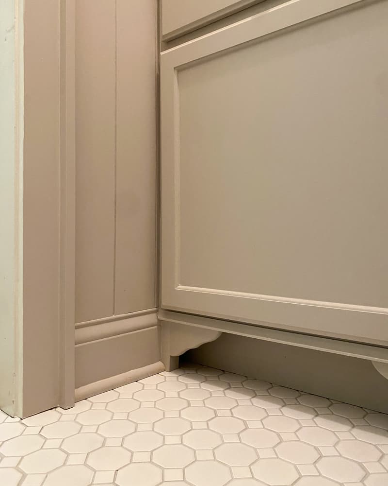 Tile flooring in newly remodeled laundry room.