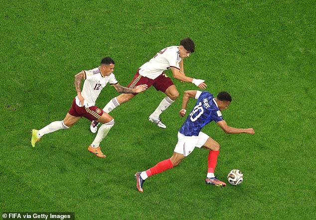 Pedro Porro (left) and Pau Cubarsi track Kylian Mbappe in Spain's semi-final win over France