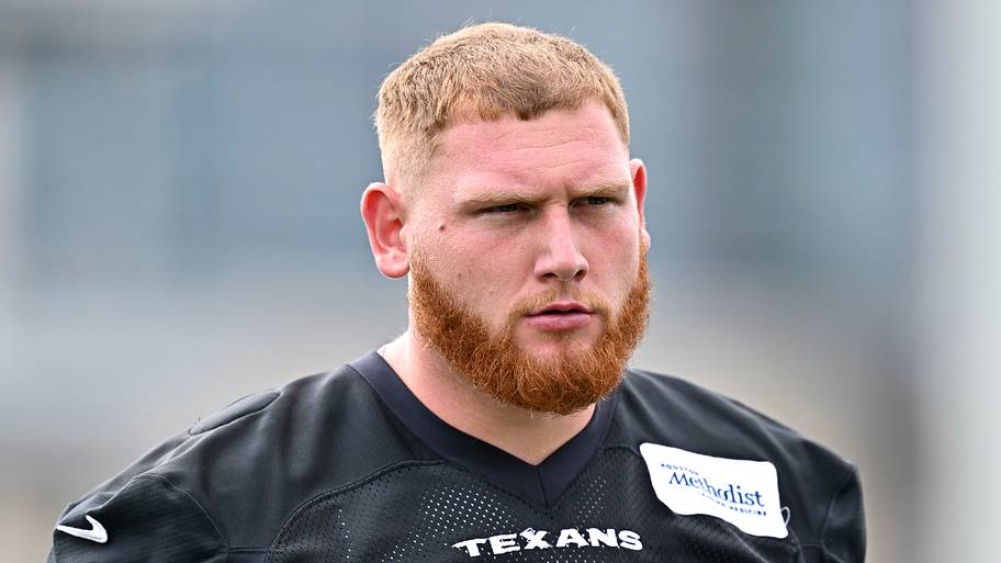 Jun 9, 2026; Houston, Texas, USA; Houston Texans guard Keylan Rutledge arrives for the team’s minicamp at Houston Methodist T