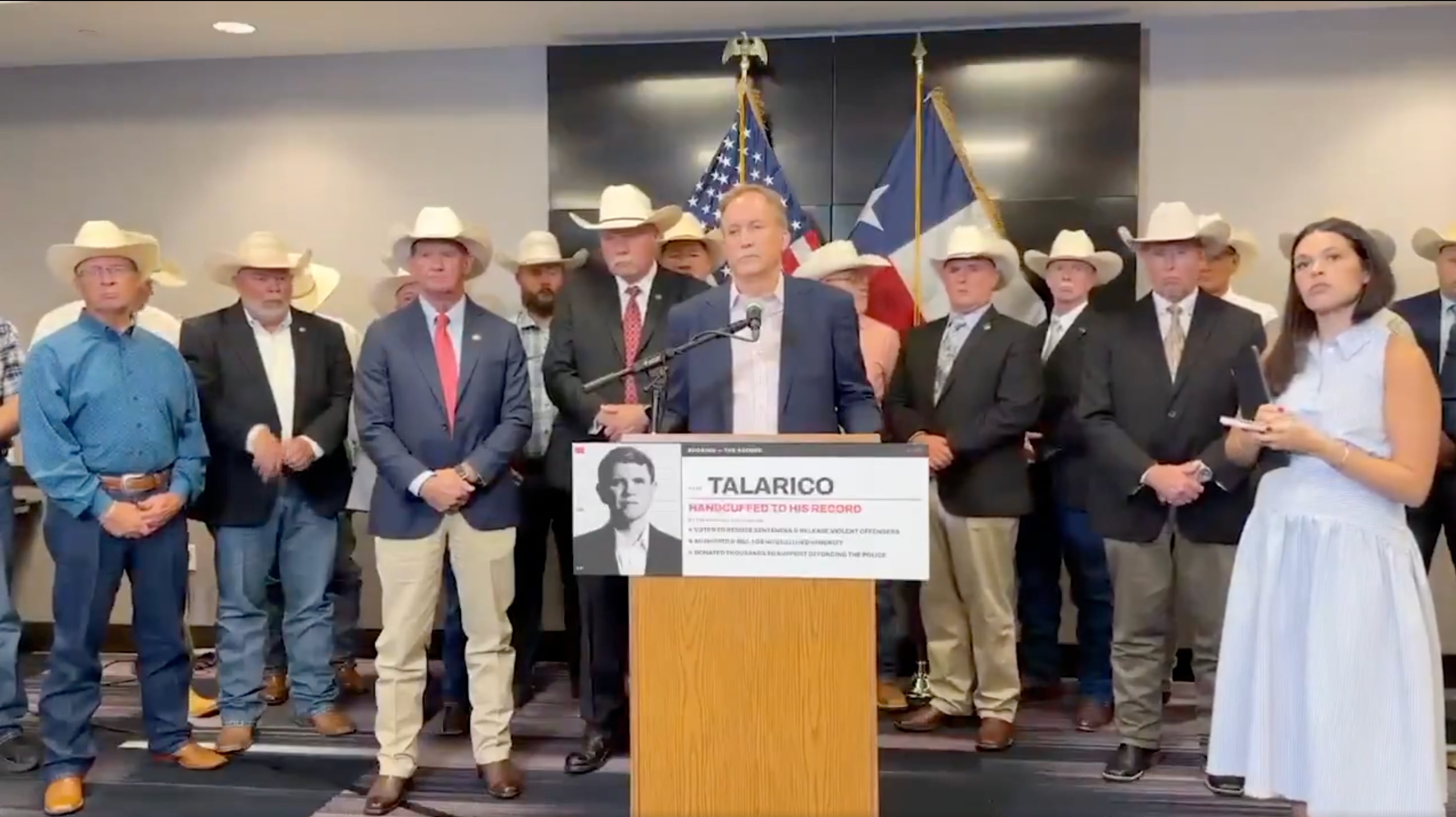 Republican Texas Senate candidate Ken Paxton refused to take questions not about law enforcement at his press conference on July 21 in Fort Worth, TX. / X