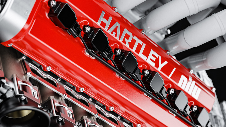 Close-up of Nilu27 engine with Hartley logo