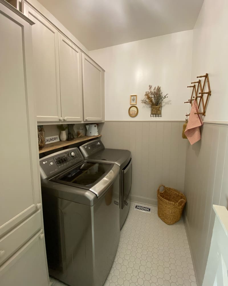 Wainscoting in newly remodeled laundry room.