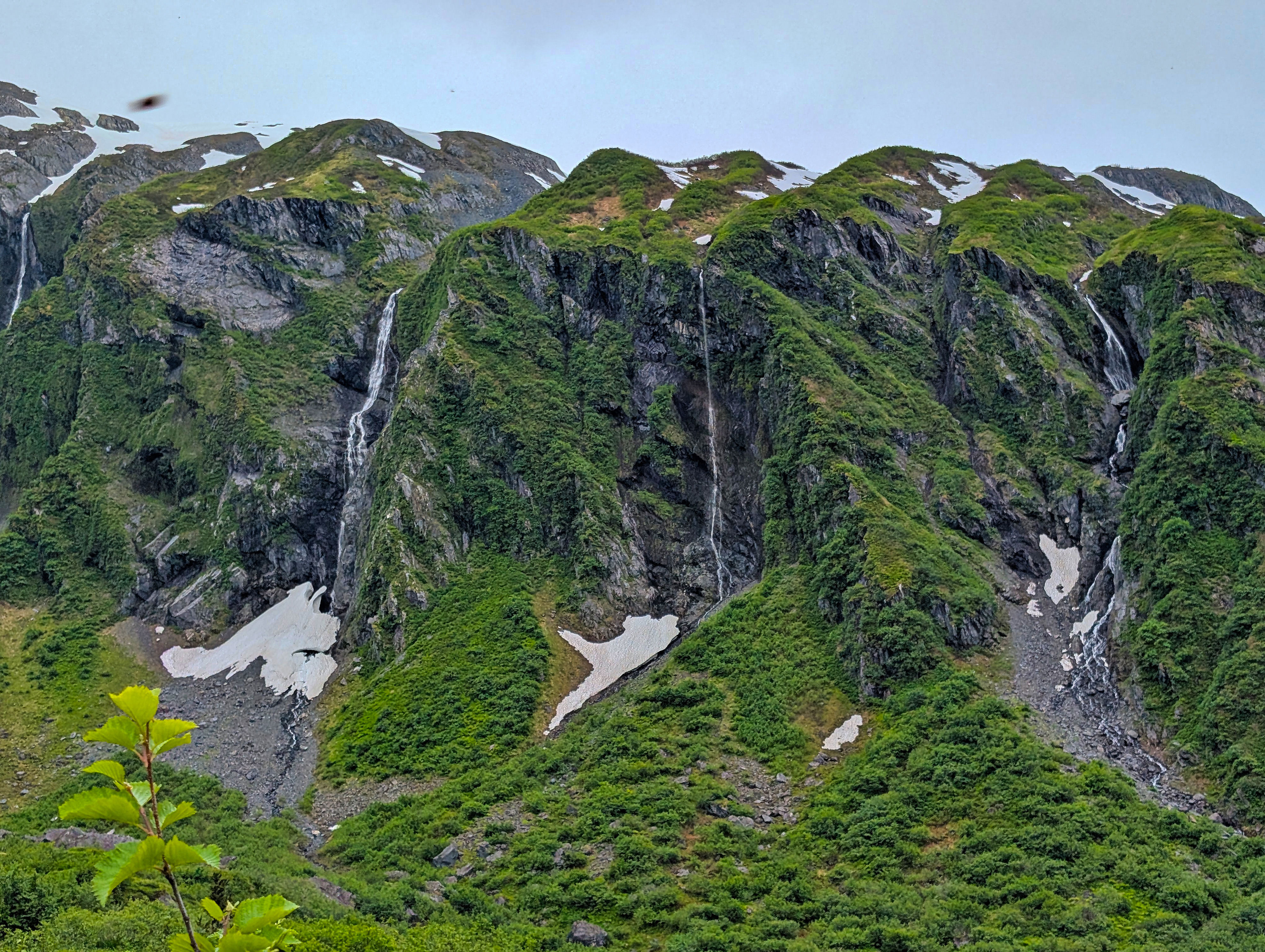 Waterfalls along Horsetail Falls trail in Whittier, Alaska