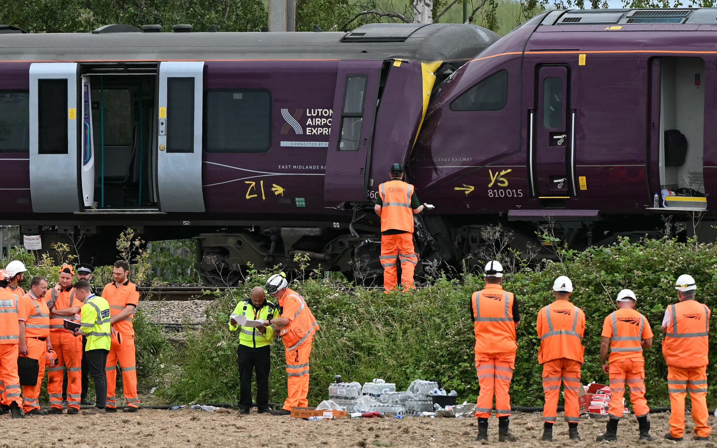 The scene of a train crash in Bedford