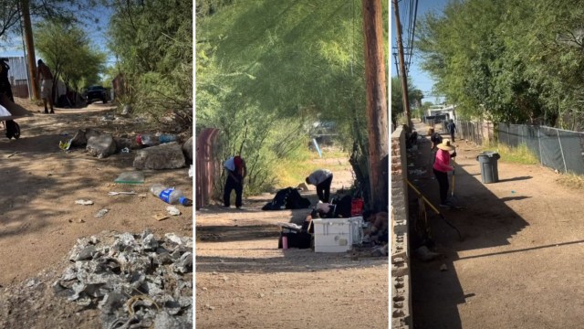 Arizona volunteers clean up alley hot spot behind Family Dollar, and neighbors fear closure