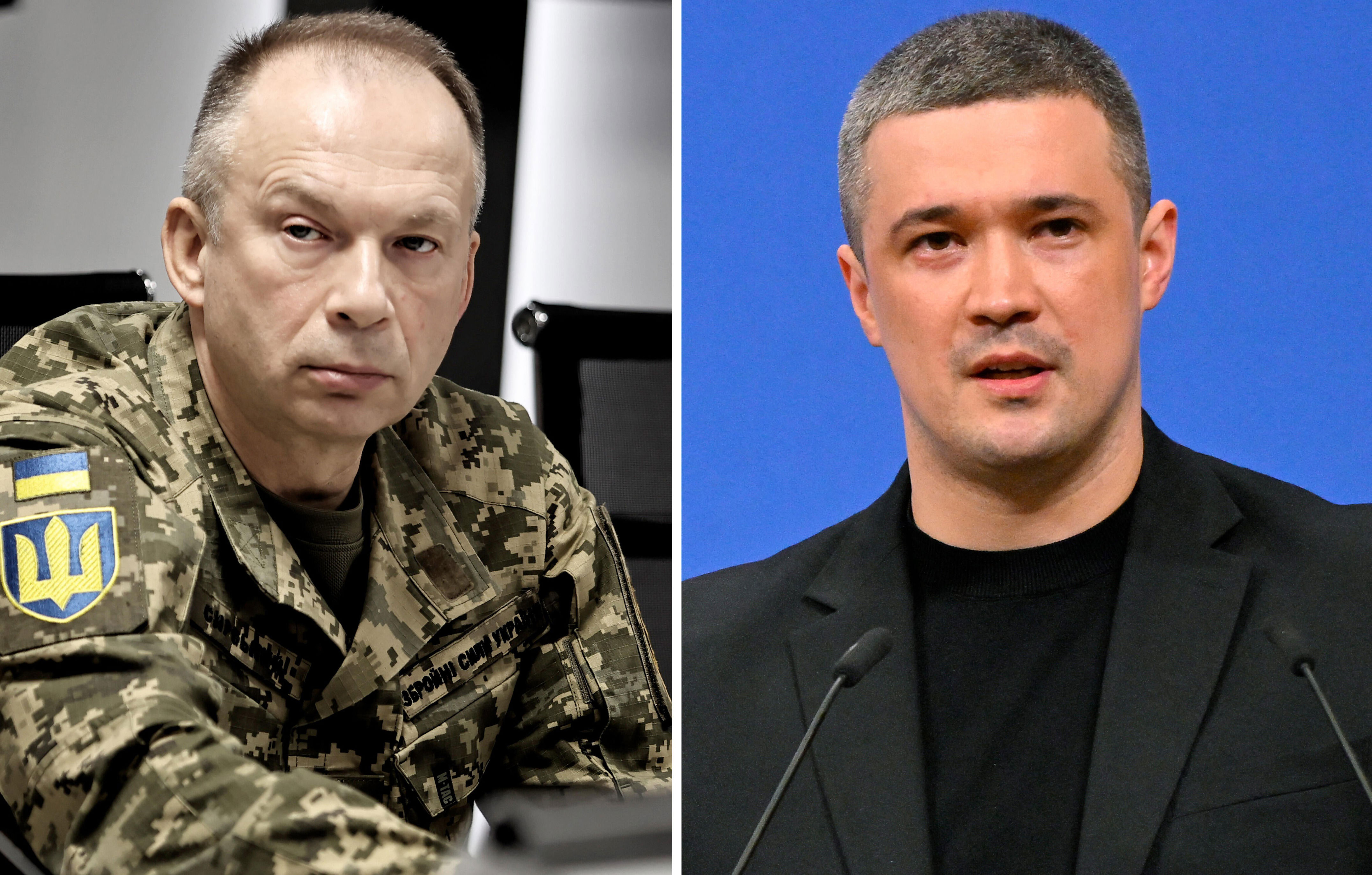 Left: Gen. Oleksandr Syrskyi, commander-in-chief of the armed forces of Ukraine. Right: Mykhailo Fedorov, recently ousted as Ukrainian defense minister. / Credit: Getty Images