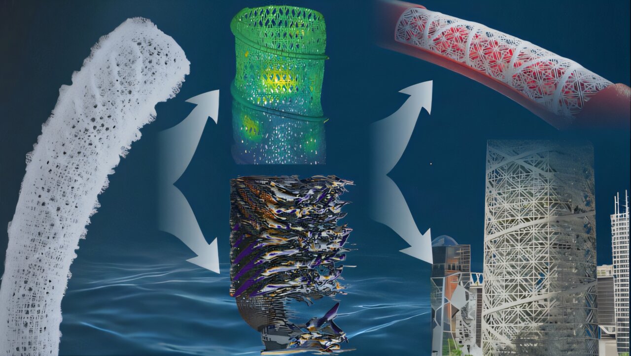 Deep-sea sponge geometry strengthens metamaterials and suppresses flow-driven vibrations