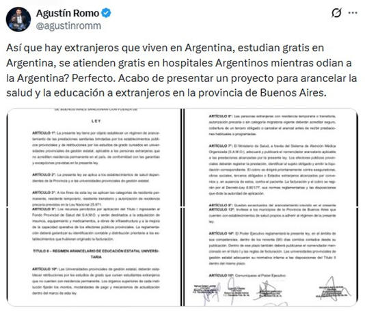 La Libertad Avanza y el PRO impulsan un proyecto para arancelar la salud y la universidad públicas a extranjeros en la Provincia