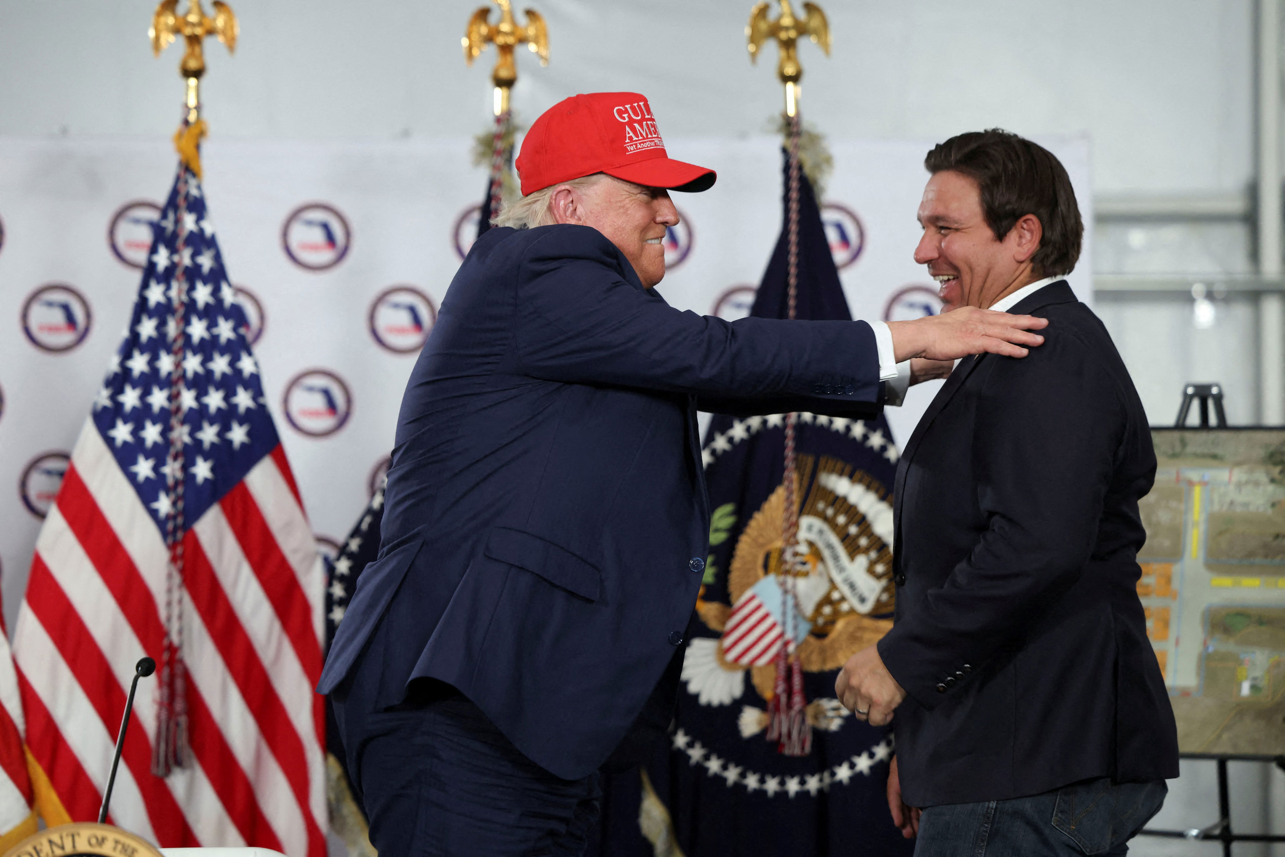 Trump and DeSantis went from butting heads in the 2024 Republican primary to becoming allies again. / Evelyn Hockstein / REUTERS