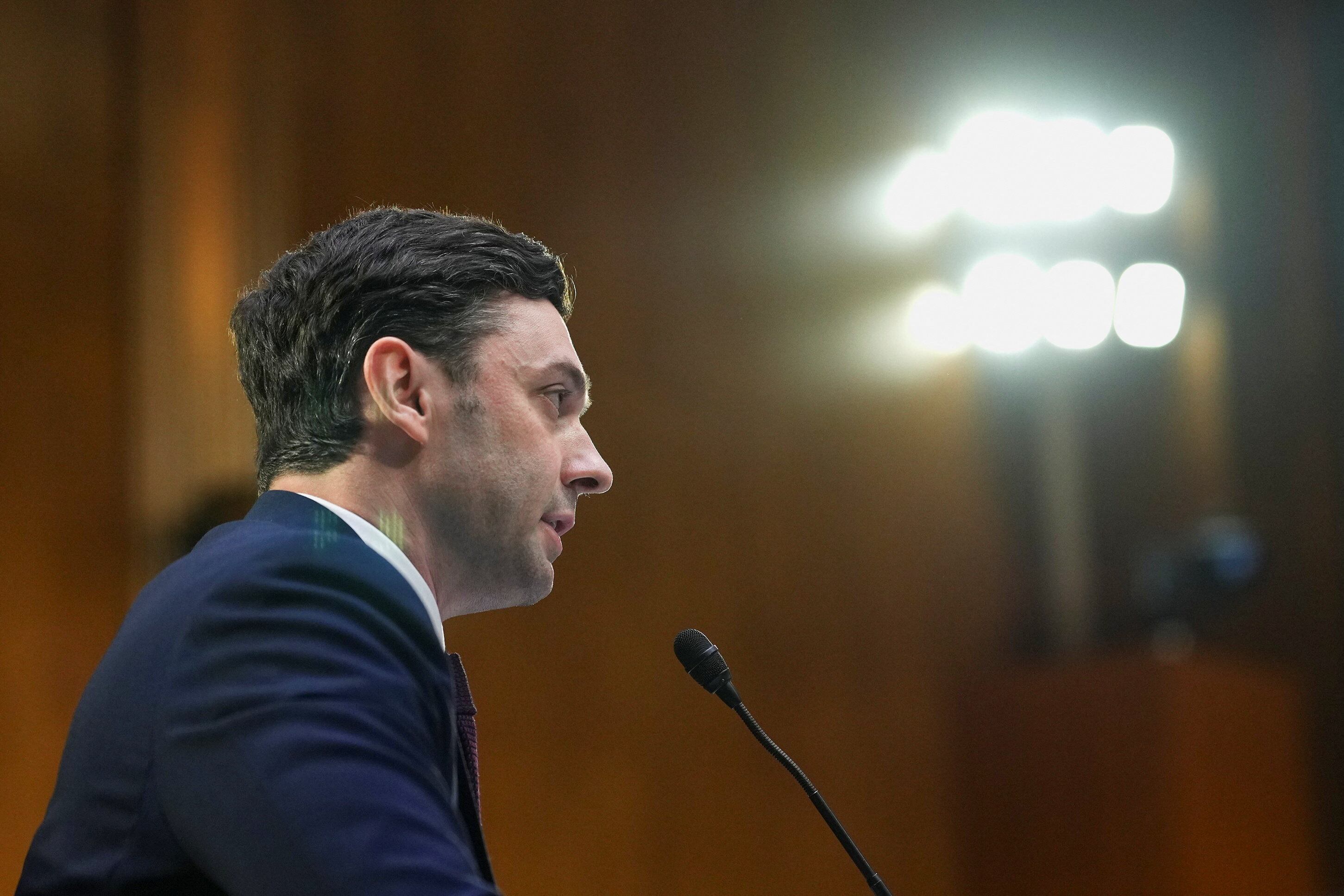 Democratic Senator Jon Ossoff used Secretary Pete Hegseth's words against him in a blistering grilling when the Pentagon chief was appearing before the Senate Appropriations Committee on July 21, 2026. / Eric Lee/Reuters