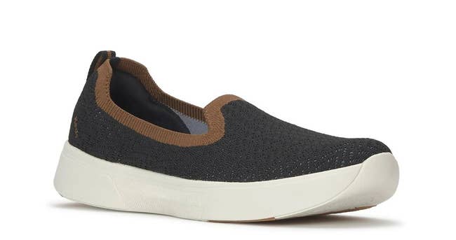 Slip-on sneaker with a textured upper and comfy white sole, ideal for casual or light athletic wear