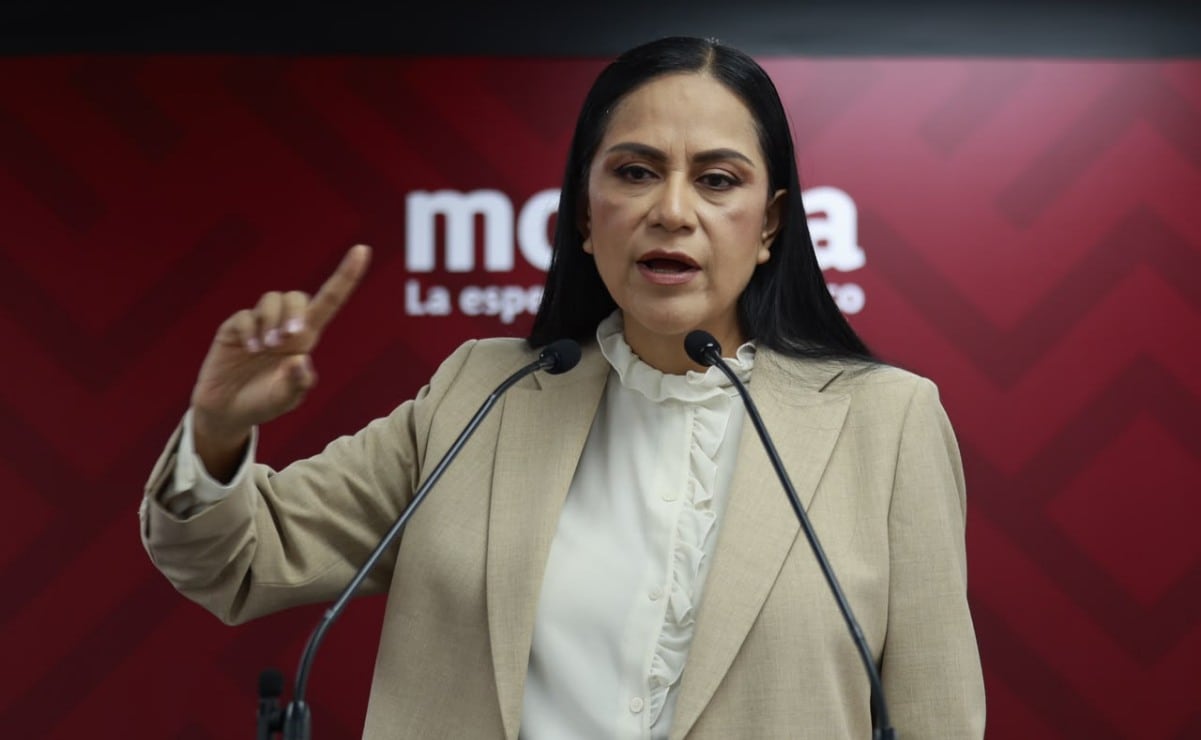 La presidenta nacional de Morena, Ariadna Montiel Reyes, en conferencia de prensa del 21 de julio de 2026. Foto: Diego Simón Sánchez/ EL UNIVERSAL
