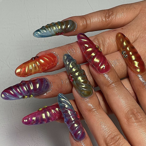 textured 3d set nails