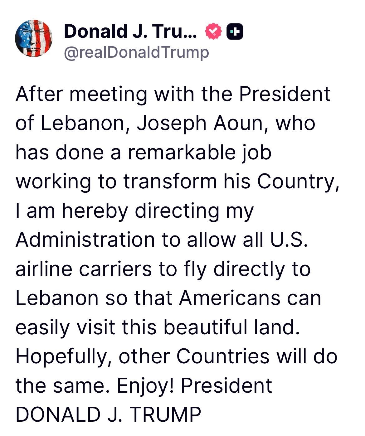 Trump's Truth Social Post / X